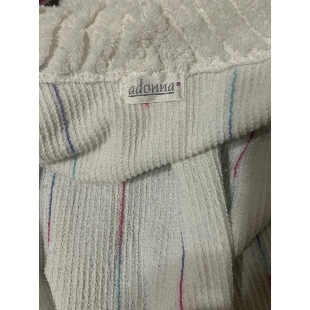 VTG Adonna Terry Cloth Robe L XL Oversized Long Pastel Stripe Bathrobe‎ 80s 90s